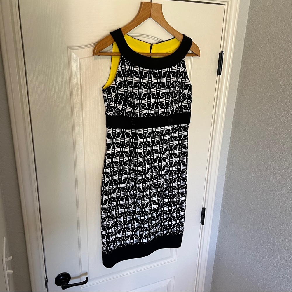 GNW black & white sleeveless empire waist dress
